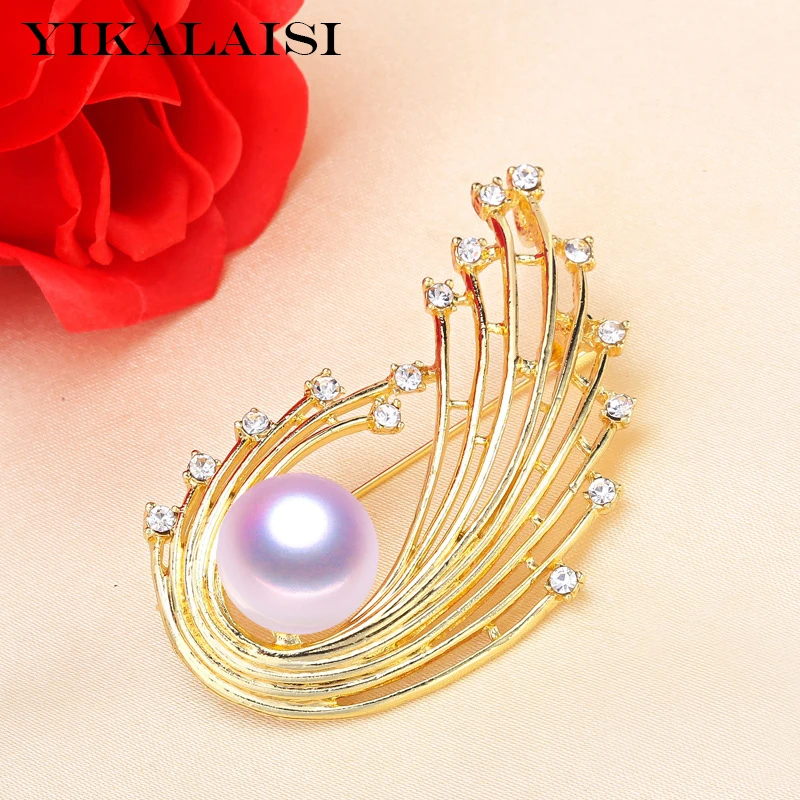 YIKALAISI жемчужная брошь натуральная сплюснутая жемчужина ювелирное изделие 8-9 мм