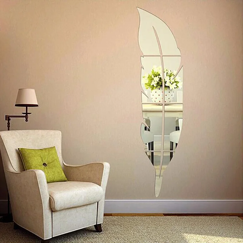 

DIY Feather Plume 3D Mirror Wall Sticker for Living Room Art Home Decor Vinyl Decal Acrylic Sticker Mural Wall Decor Wallpaper