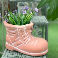 terracotta boot cachepot for flowers vintage style
