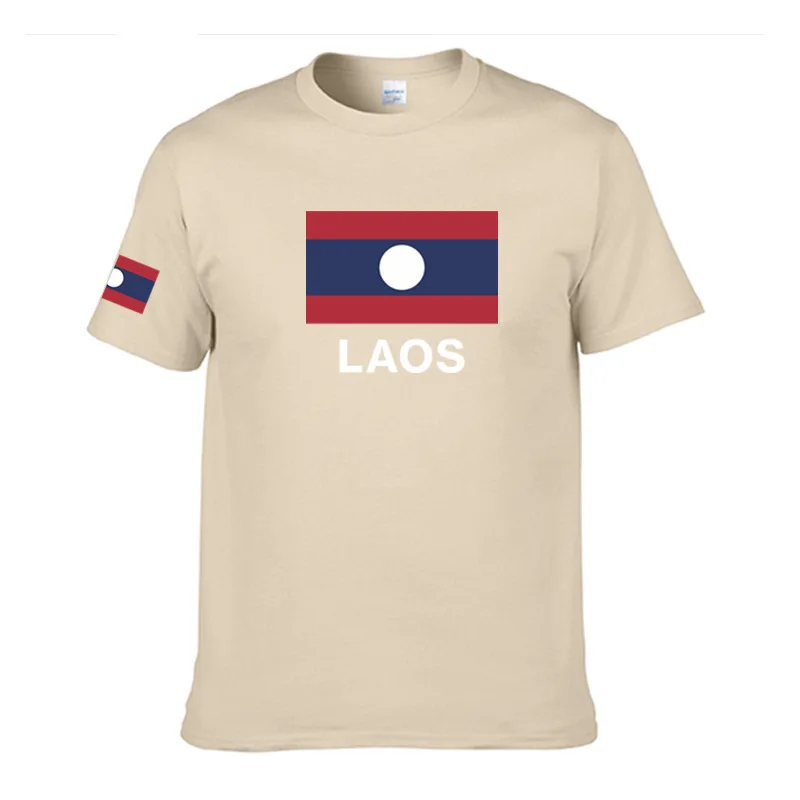 

Short-sleeved t-shirt Men's short-sleeved Lao flag version T-shirt large size men's Digital