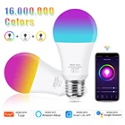 Умная светильник ПА E26E27 с Wi-Fi, RGB LED лампа, 12 Вт, 15 Вт, работает с AlexaGoogle Home Tuya Smart Life APP, приглушаемый RGB + белый + теплый белый