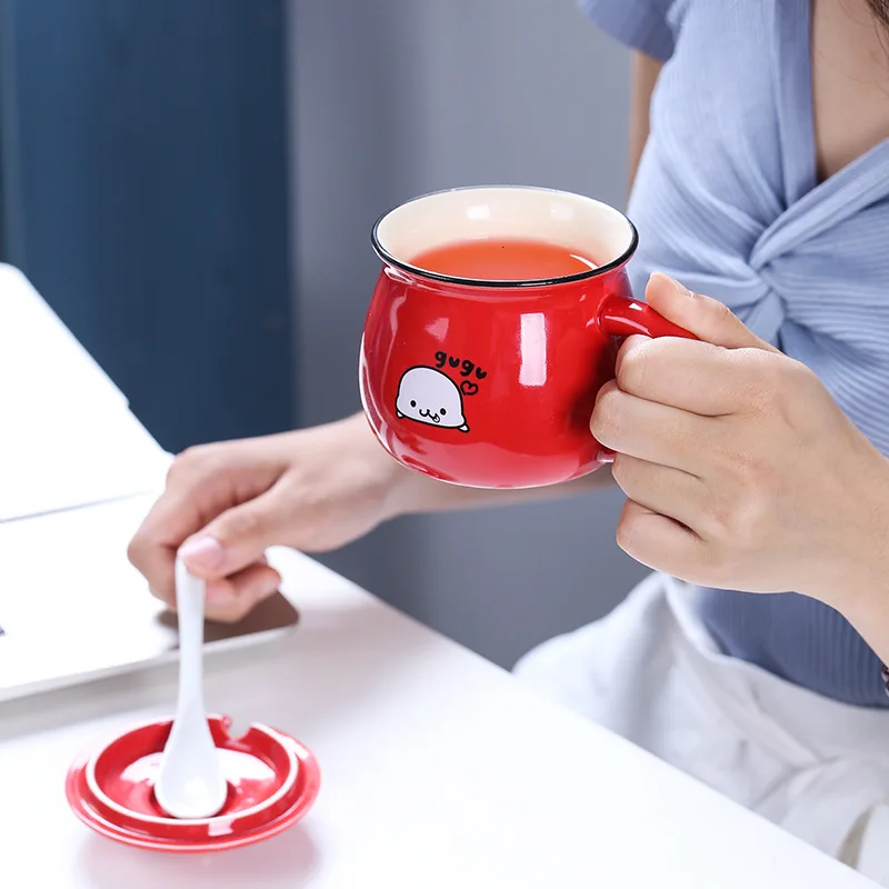 Керамическая стеклянная чашка для влюбленных завтрака молока капучино кофе