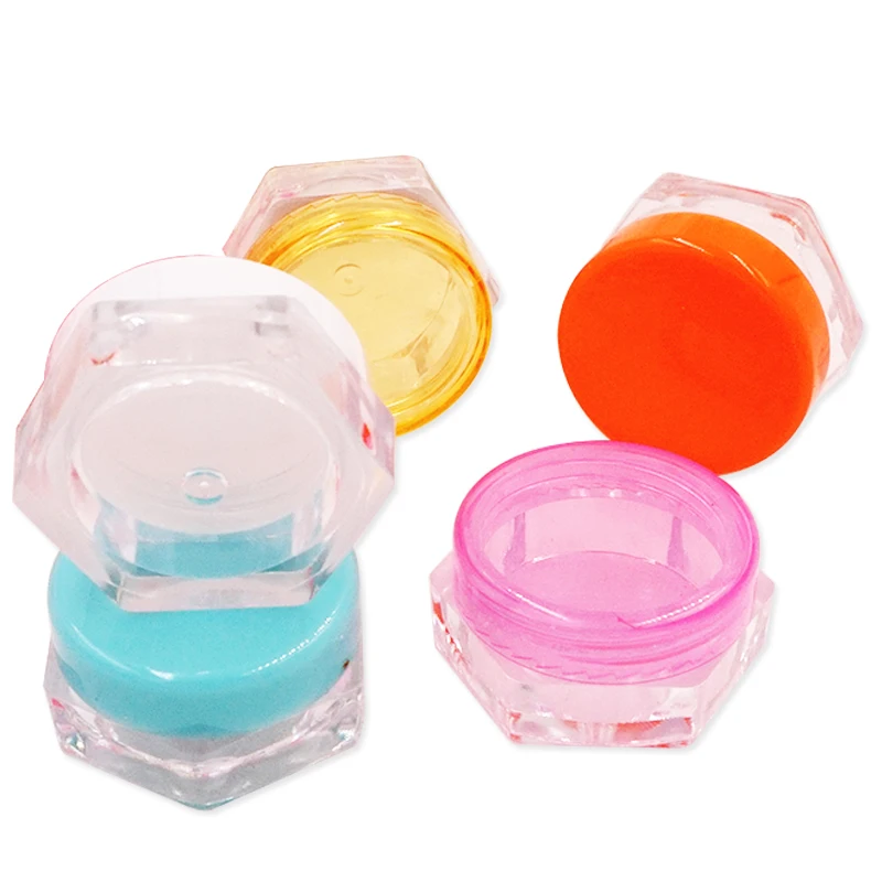 1000 X 3g/5g Colorful Small Empty Cosmetic Refillable Hexagon Sample Jars Plastic Eyeshadow Face Cream Jar Pot Container Bottle | Дом и сад