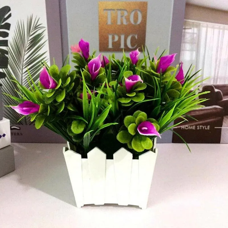 

Artificial Fake Calla lily Flower Potted Plant Bonsai Wedding Garden Decor Home Party G4Y2
