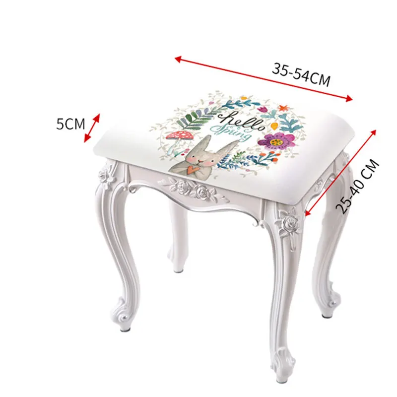 

Simplicity Stretch Cloth Dressing Table Stool Cover Printed Stool Cover Square Makeup Stool Cover Comfortable Home Supplies