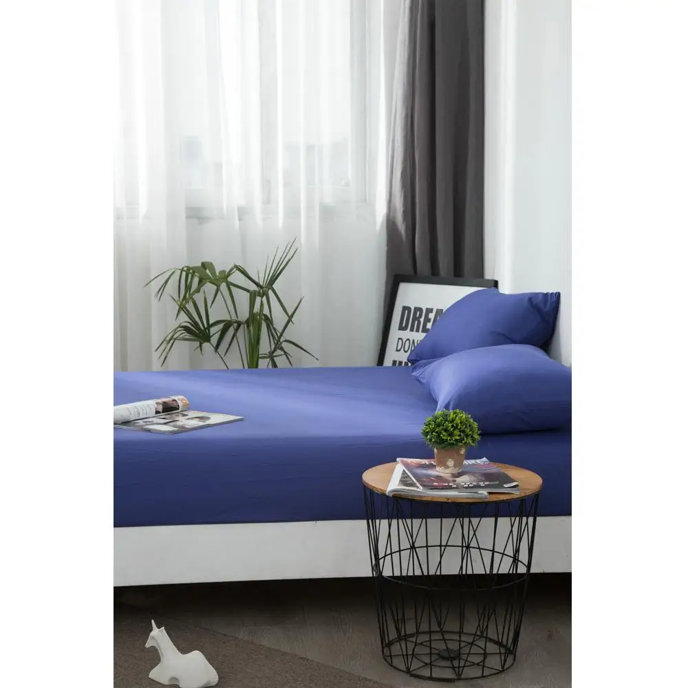 Натяжная простыня однотонный наматрасник из мягкого полиэстера с резиновой