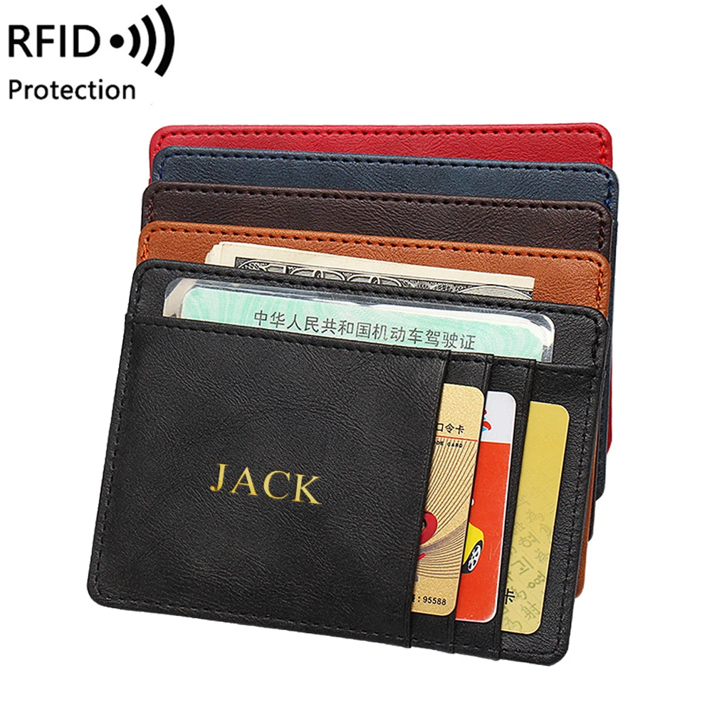 Фото Пользовательское имя RFID Для мужчин держатель для карт Cradit Чехол-портмоне с Пользовательское имя RFID Для мужчин держатель для карт Cradit Чехол-портмоне с