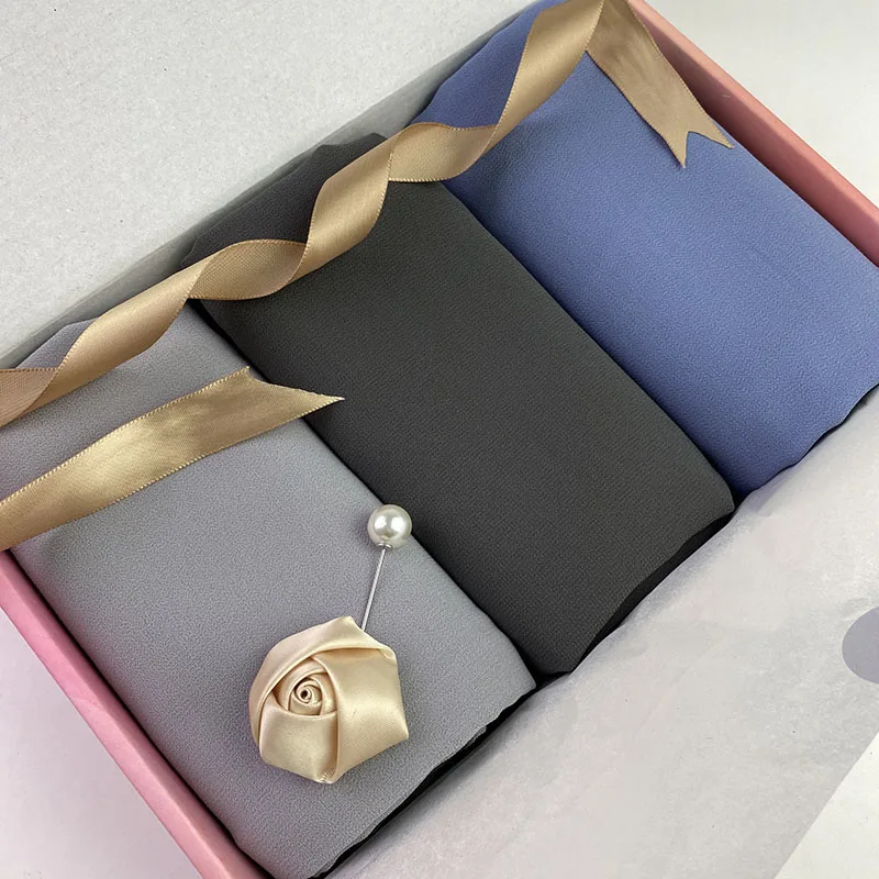 

Women Gifts Chiffon Scarf Hijab With box Solid Color Muslim Women Headscarf Shawls Foulard Scarf Accessories