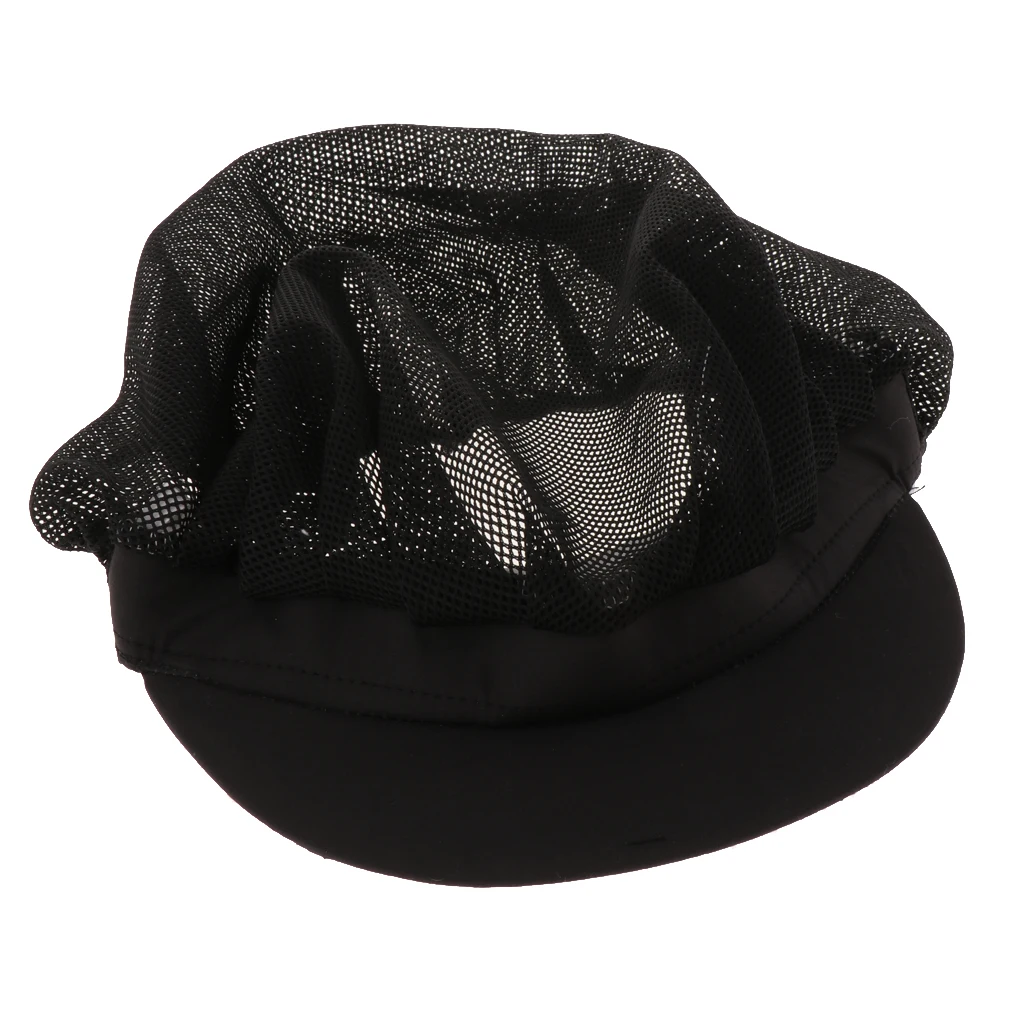 Женщины Мужчины Chef Mesh Hat с эластичной лентой кухня волос сеть питание приготовления пищи Рабочая дышащая головной убор cap-черный(упаковка из 3