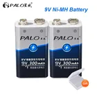 Перезаряжаемый никель-металлогидридный аккумулятор PALO 9 В 6F2 2, 300 мА  ч, 9 В, перезаряжаемый аккумулятор для цифровой камеры, игрушек с дистанционным управлением, металлоискателя