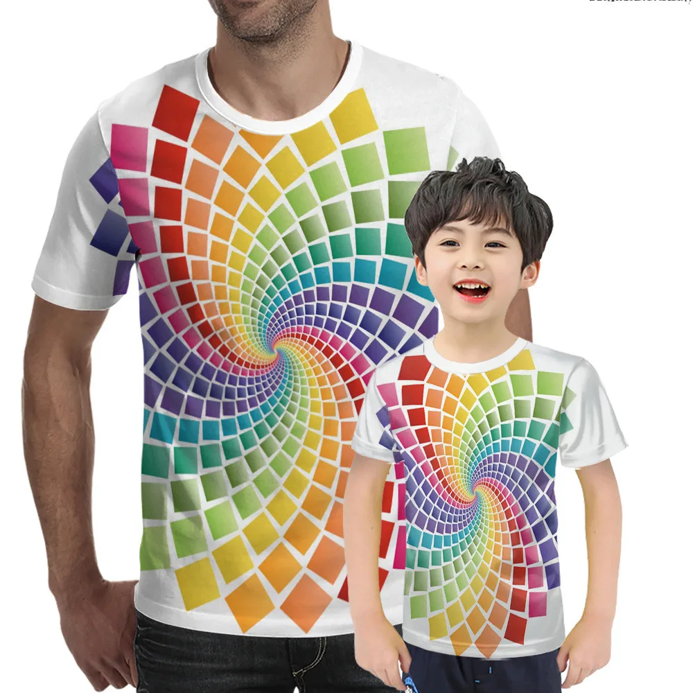 

2021 Summer Men's T-shirt 3D Rubik's Cube Printing Fashion Melting Design T-shirt Unisex Short Sleeve Tops Graphic T shirts Boys