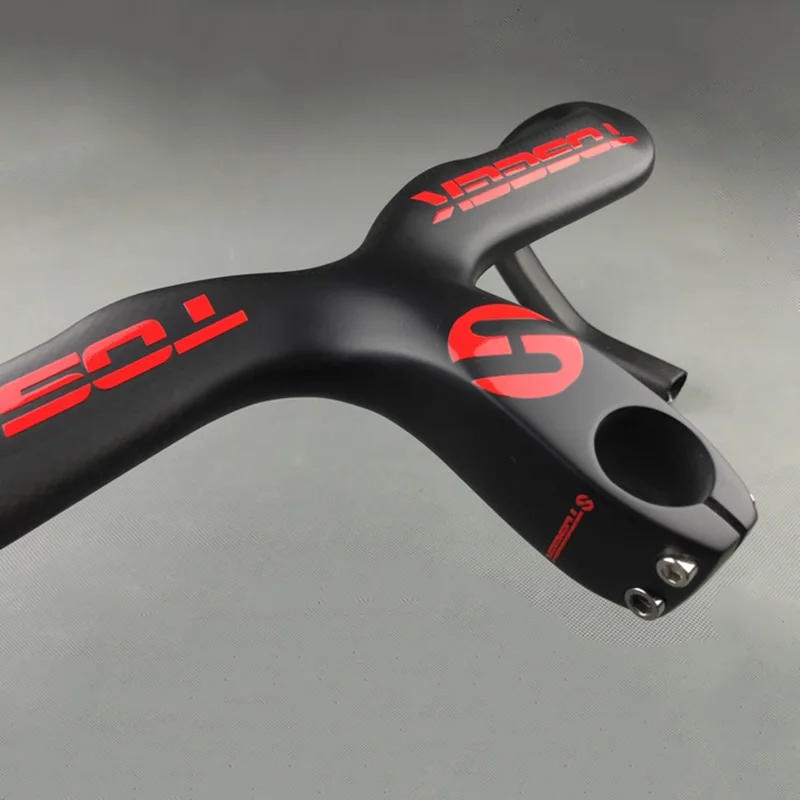 Дешево Черный/красный матовый полностью из углеродного волокна Интегрированный руль для дорожного велосипеда T800 ручка для велосипеда изогнутые с...