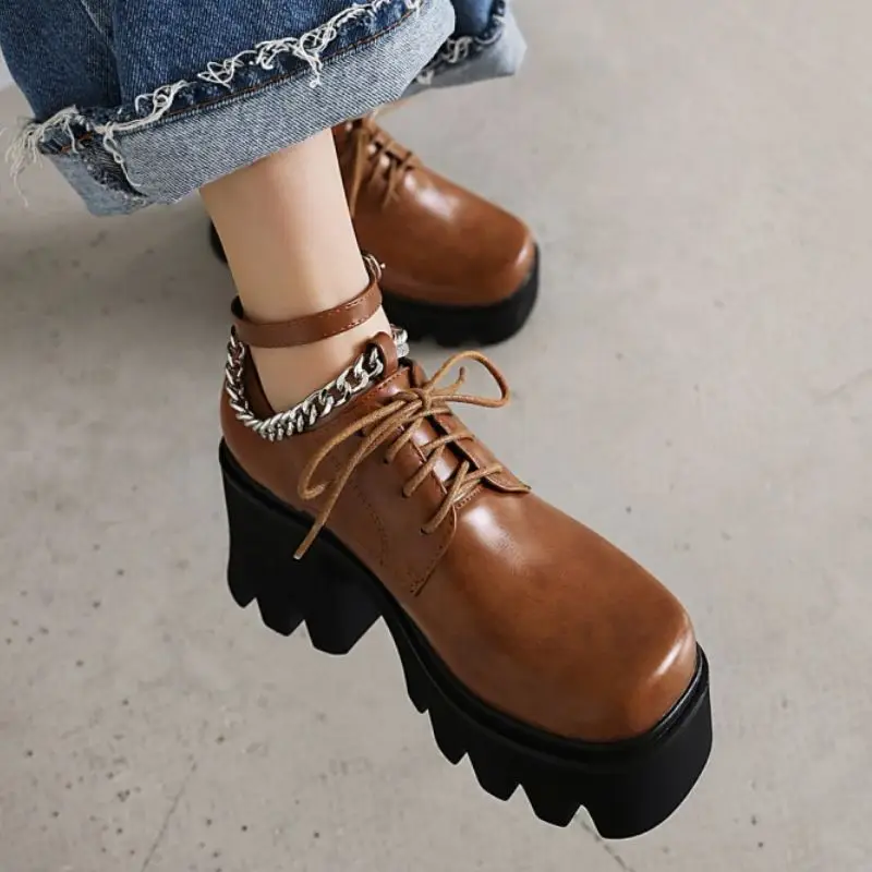 

Coolcept Size 35-44 Women Pumps Fashion Platform Lace Buckle Strap Spring Shoes Woman High Heel Office Lady Daily Footwear