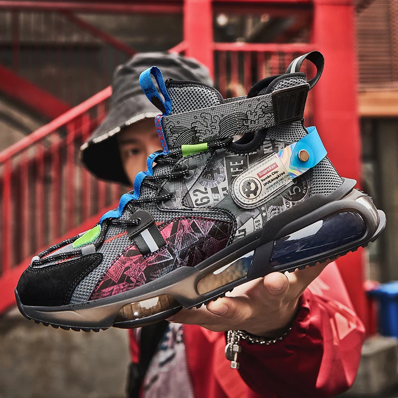 

2021 Winter Street Style Breathable Men's Chunky Sneakers Cushioning Height Increasing Adult Men's Sport Basketball Shoes