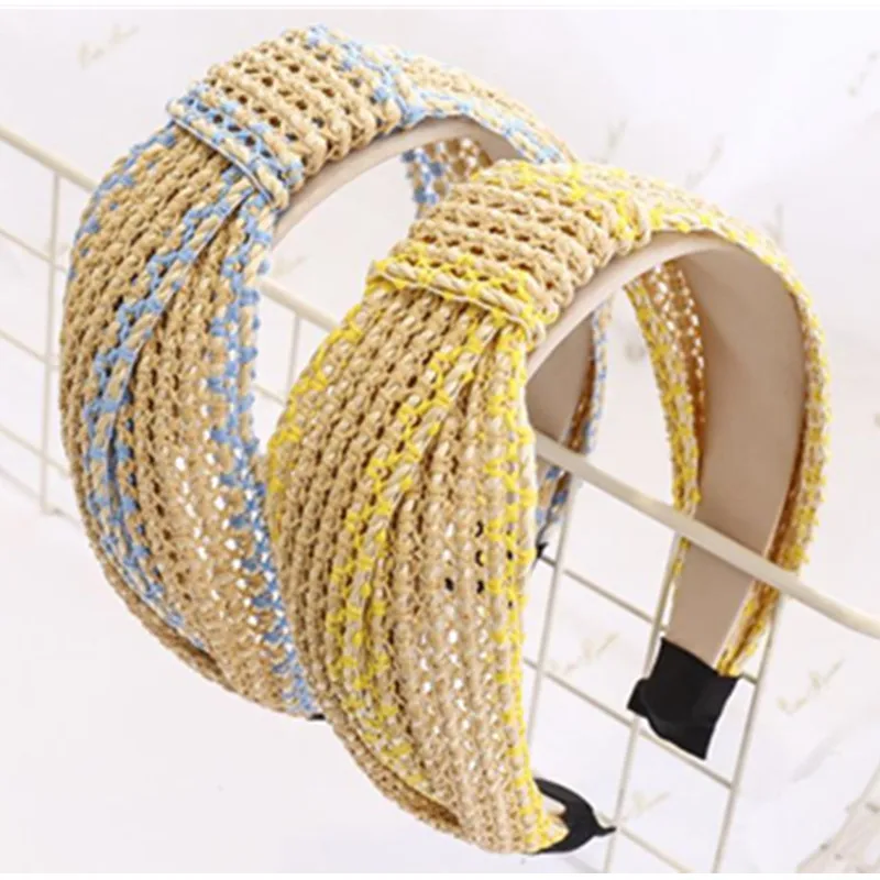 Повязка на голову из ротанга женская широкий Плетеный головной убор ручного