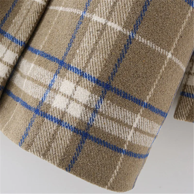 

CSMDTYJL Elegant Winter Plaid Women Blazer Coat Causal Long Sleeve Tweed Coat Office Ladies Pocket Women Suit Blazer 2020 New