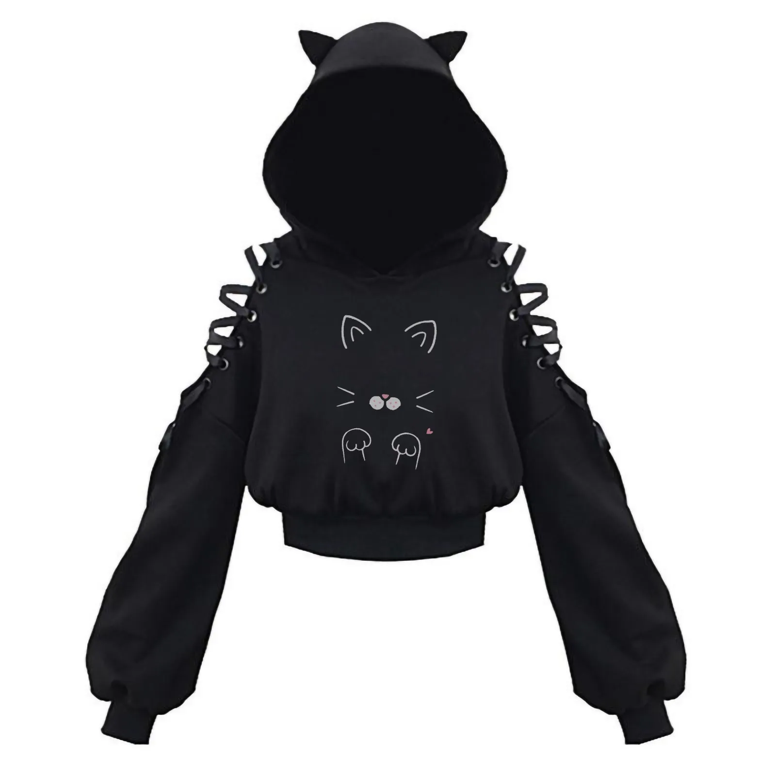 Women's Cat Ear Hoodie Pullover Long Sleeve Hooded Sweatshirt Autumn And Winter Cute Blouse Gothic For Women Sweetshirts
