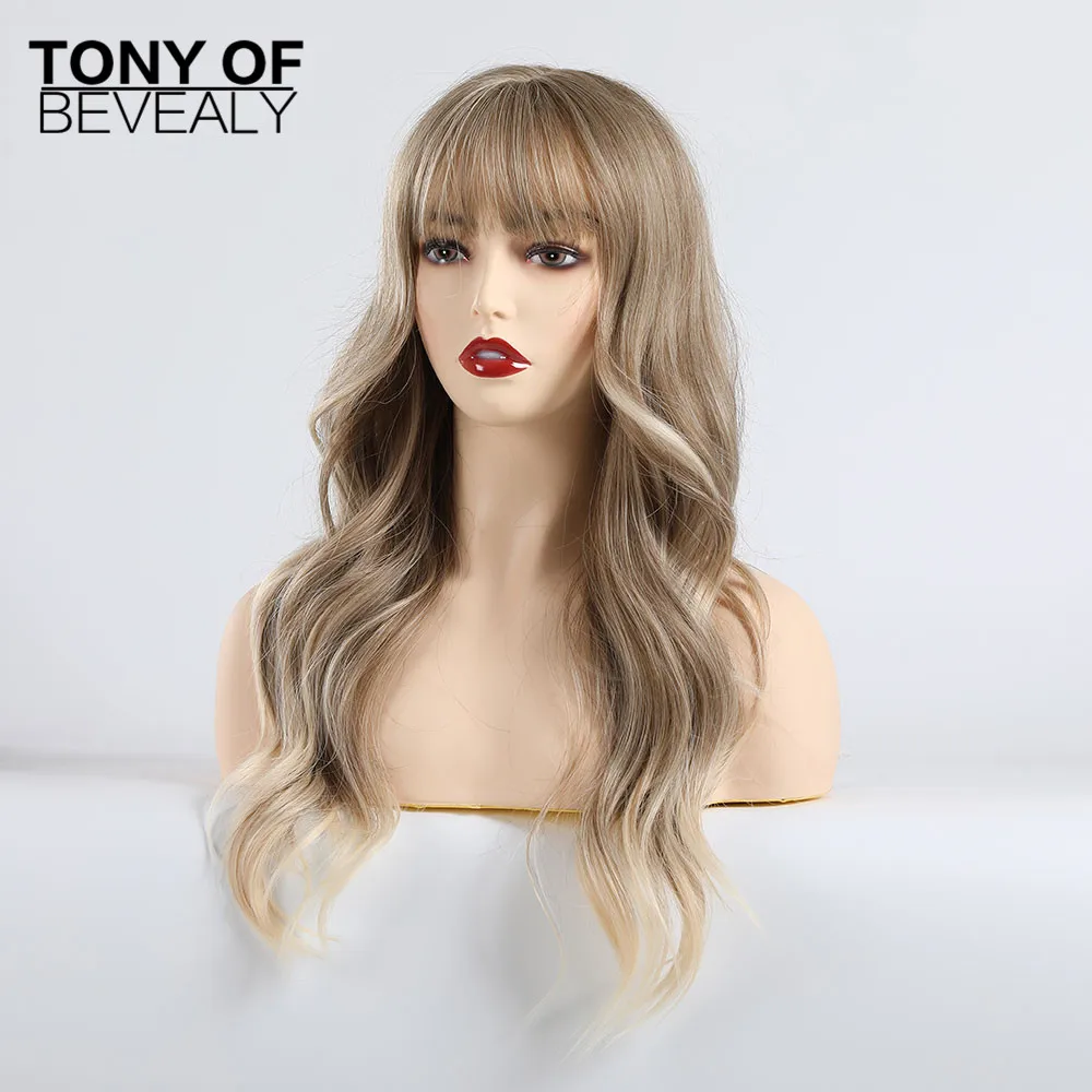 Женские длинные волнистые парики из блонд с эффектом омбре пушистой воздушной