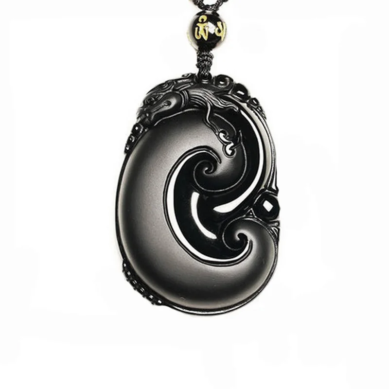 

Patron Pendant saint Men's Necklace Pendant Natural Obsidian Divine Beast dragon Pendant Bring Wealth to Women Fine Jewelry