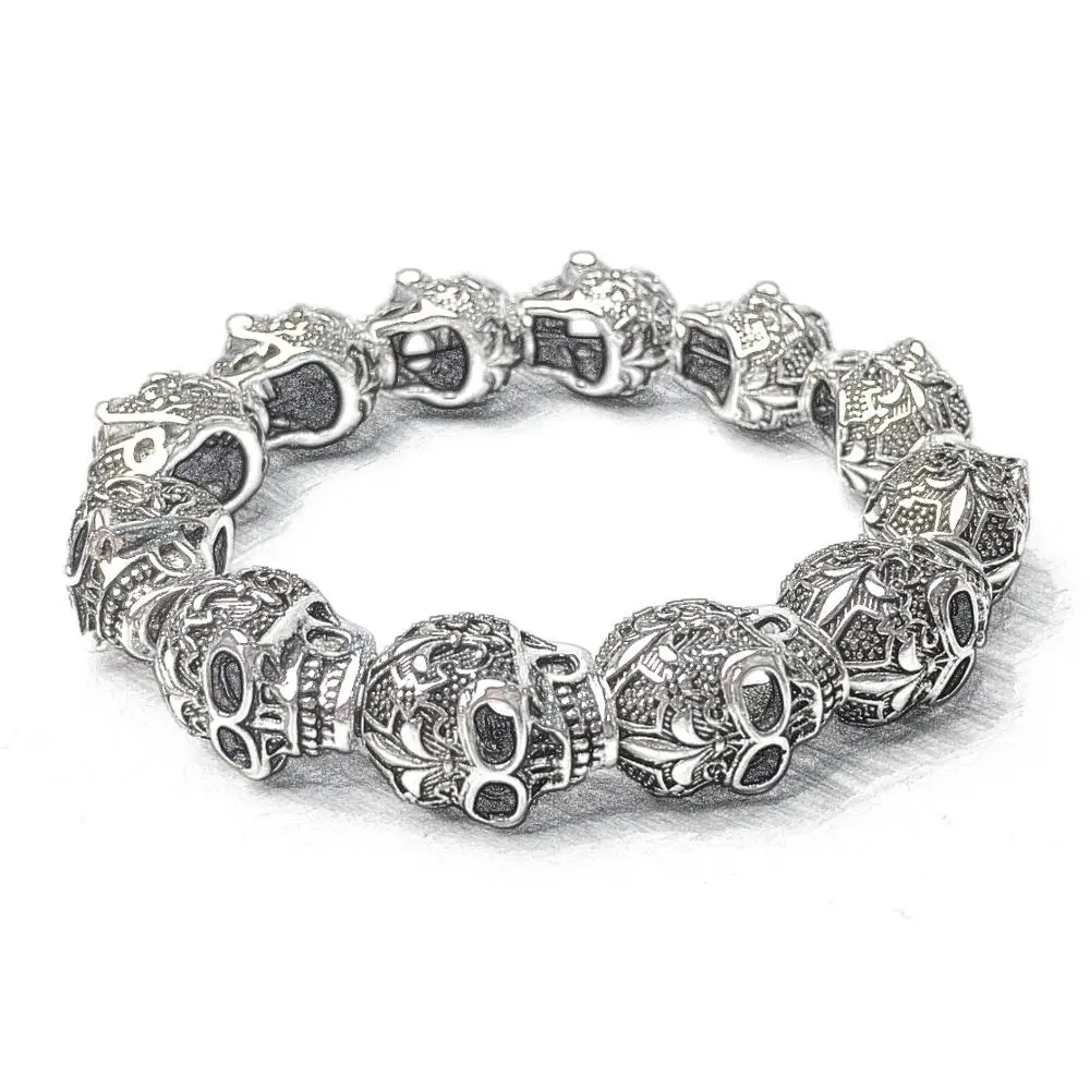 Женский и мужской браслет из серебра 925 пробы с черепом лилии|Плетеные браслеты| |