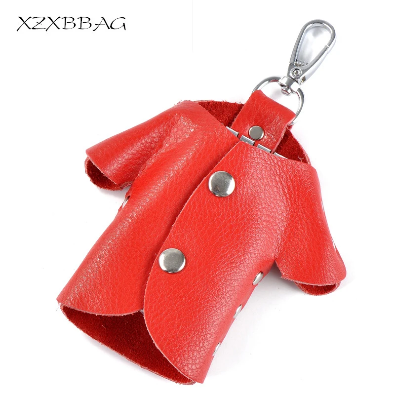 

XZXBBAG Split Leather Clothing Shape Key Organizer Bag Cute Casual Keychain Hasp Key Holder Case Color Key Pouch Cover Wallet