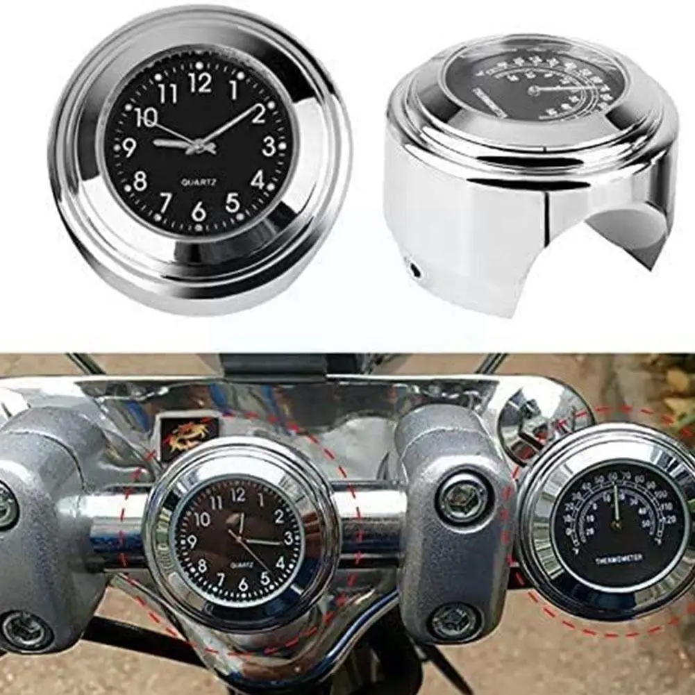 

Motorcycle Watch Clock Thermometer Moto 22-25MM Handlebar Kawasaki Clock Mount Thermometer Watch Gauga Temp
