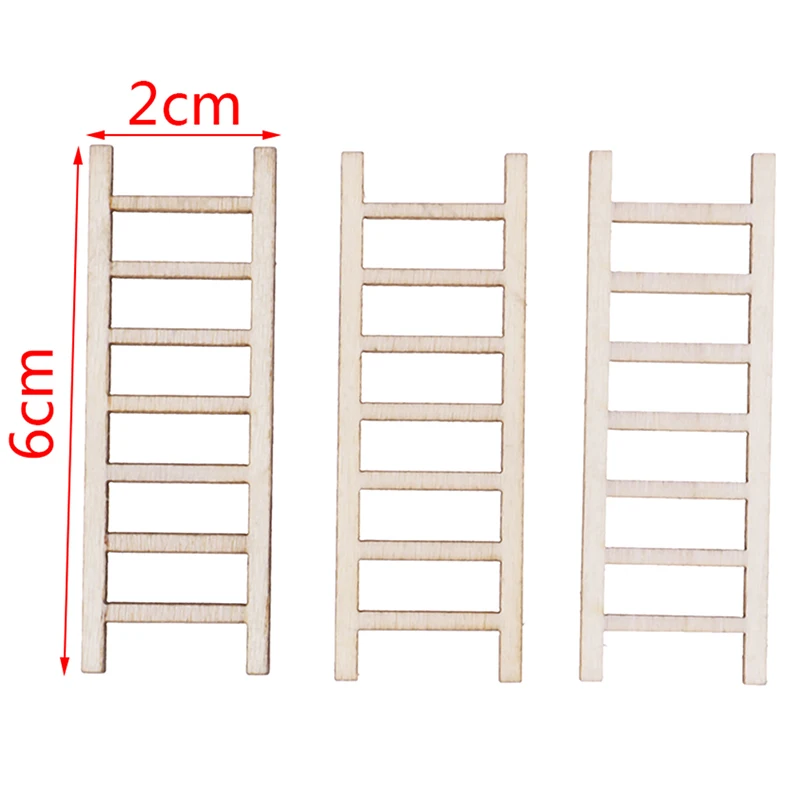 

3 PCS/lot 1:12 Dollhouse Miniature Fairy Garden Decor Dollhouse Miniature Wood Step Ladder Furniture Toys Tools