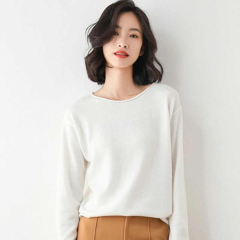 

Осенне-зимний Повседневный свободный свитер Lafarvie с круглым вырезом и длинными рукавами, женские топы, Женский пуловер оверсайз, вязаный дже...