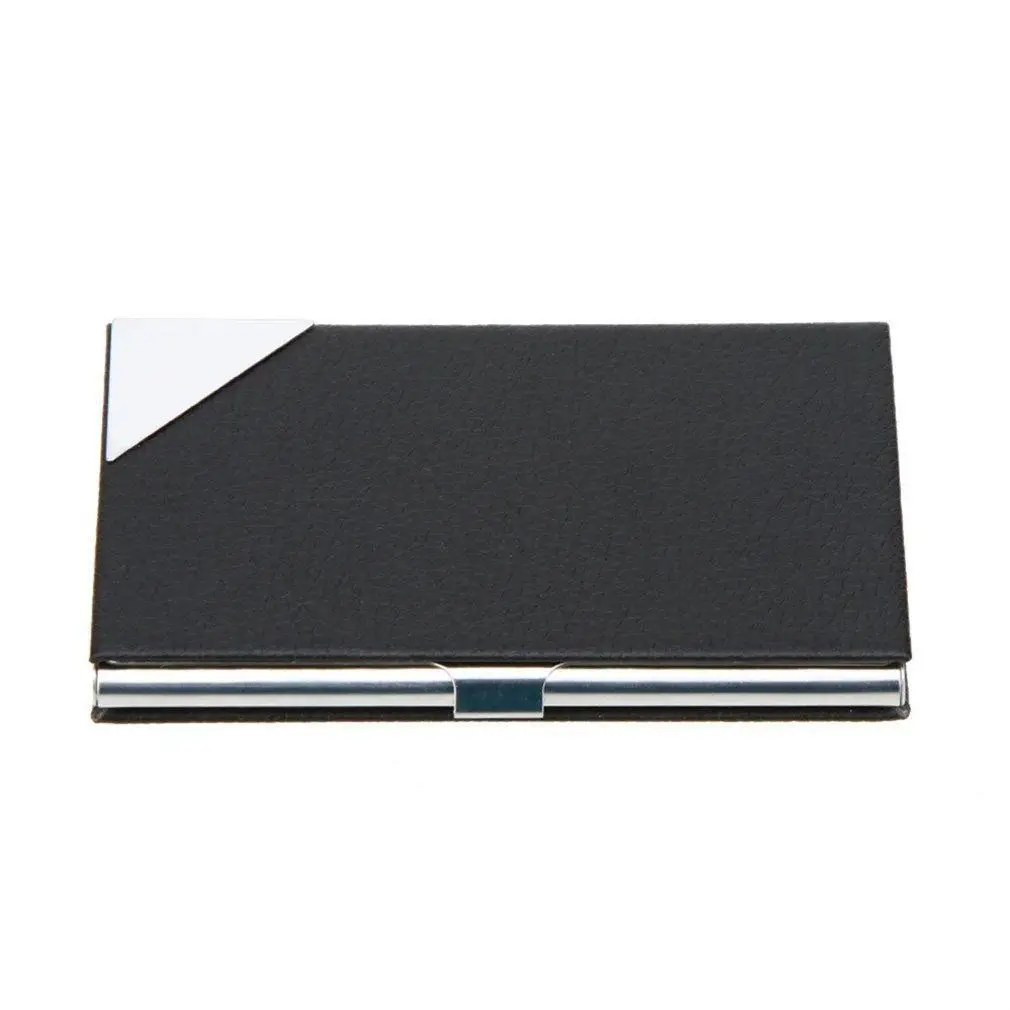

Stainless Steel Business Name Credit ID Card Case Holder PU Leather Box UL