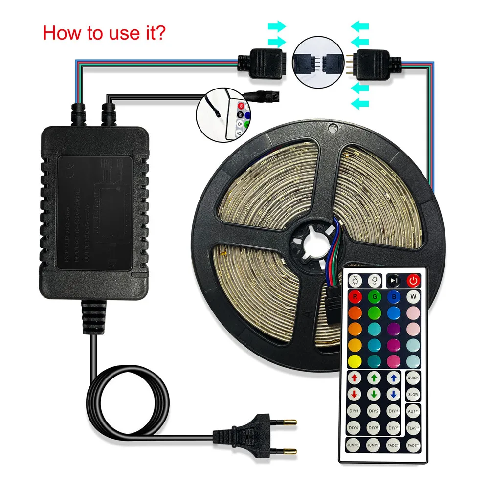 RGB led ленточный светильник 5 м 300 светодиодный s SMD 3528 водонепроницаемый гибкий ИК пульт дистанционного управления 12 В адаптер питания набор светодиодный светильник украшение дома