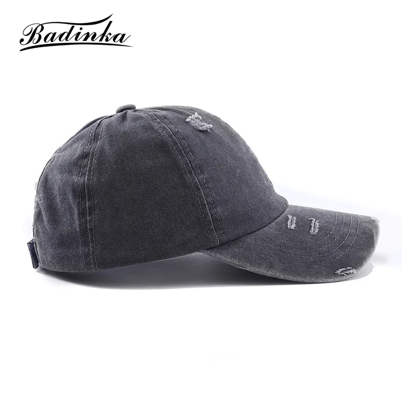 Badinka 2021 New Summer Vintage Ponytail Baseball Cap Hat Distressed Cotton Messy Bun Fitted Dad Snapback Hats for Women Gorras