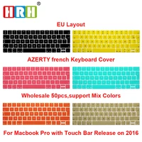 hrh 50pcs eu french azerty silicone keyboard cover skin for macbook pro 13a1706 and pro 15 a1707a2159 20182019 with touch bar
