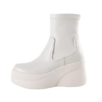 winter woman new fashion sexy consice pure color white new waterproof platform mature concise ankle boots