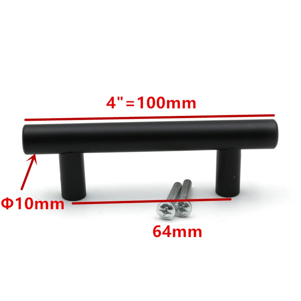

1pcs 2-12 Inches Hollow Stainless Steel Black T-type Drawer Cabinet Wardrobe Door Pull Handle For Cabinet Doors Drawers