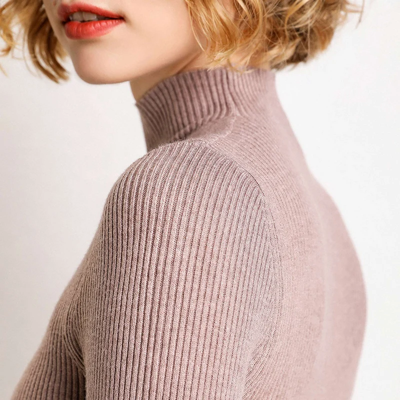 Женский Однотонный свитер с высоким воротником белый черный красный мягкий