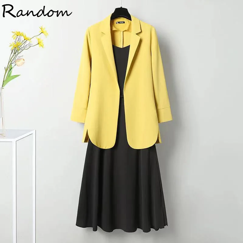 Женский офисный костюм большого размера летняя одежда жакет топ и сарафан