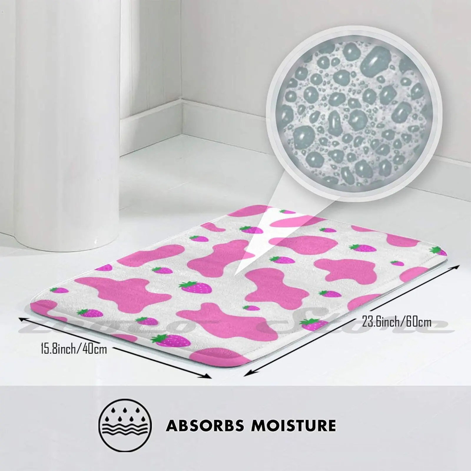 Клубничный узор корова Мягкий Нескользящий Коврик для ванной комнаты ковер