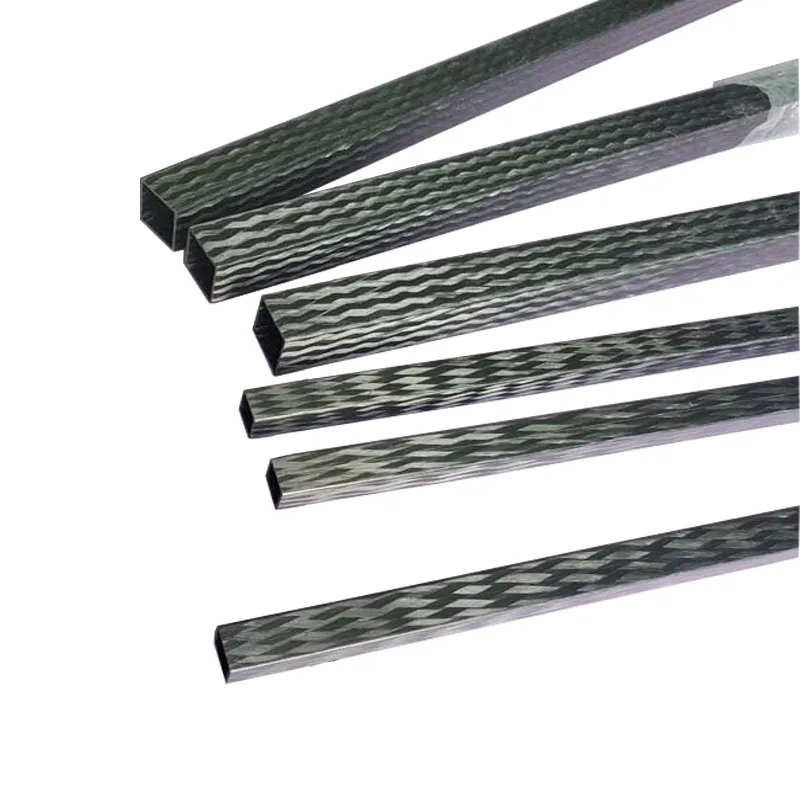Tubo cuadrado de fibra de carbono de alta dureza, proceso de tejido de doble cara, longitud de 500mm, OD 15 /18/20/25/30mm para varillas de soporte de modelo-1