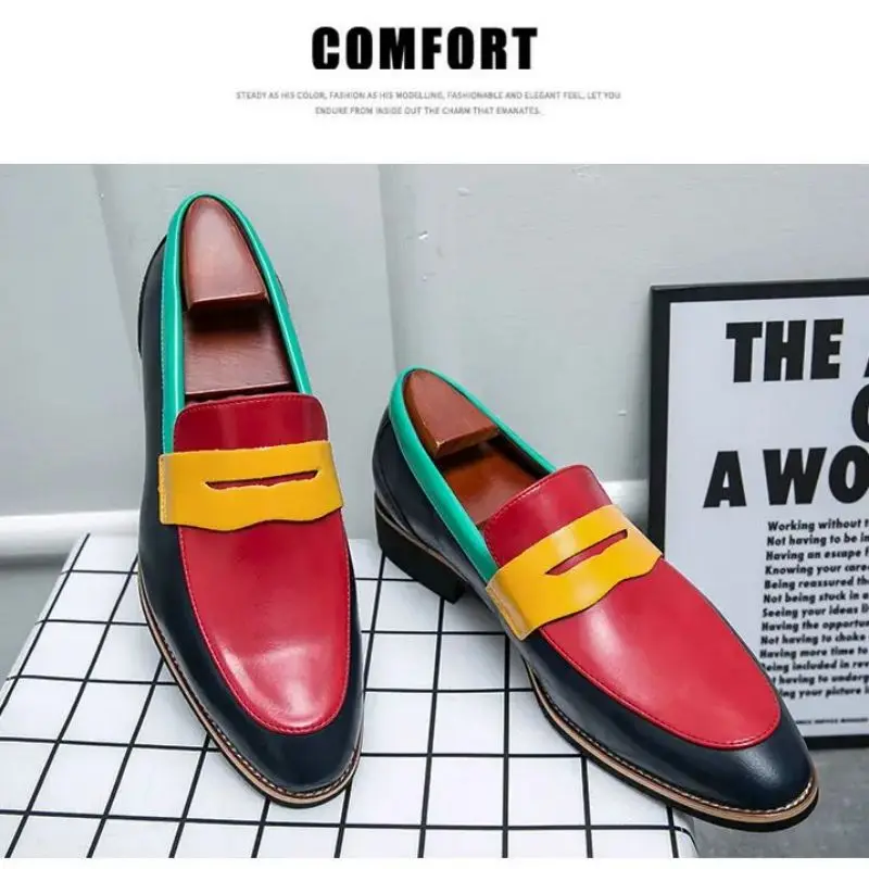 

Loafers Men Shoes PU Leather Casual Fashionc Comfortable Chaussures Pour Hommes أحذية الرجال мужская обувь Mixed colors KF821