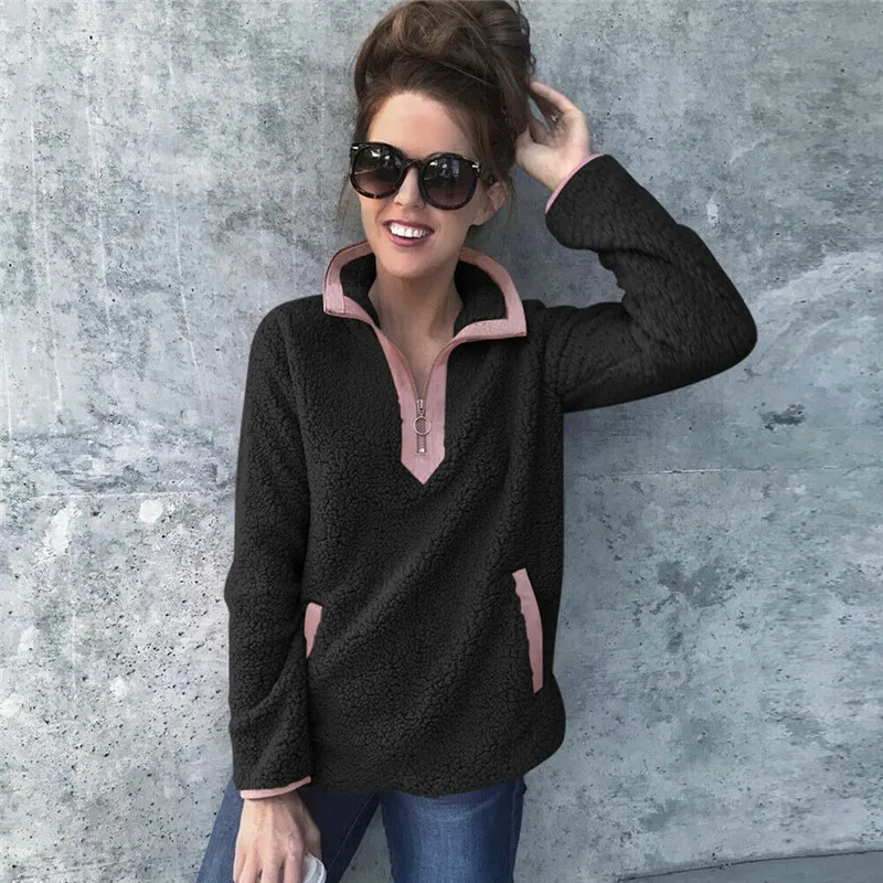 

2020 Women's Casual Autumn Winter Coats Long Sleeve Turn-down Collar Zipper Wool Jackets Female Solid Color Blends Outwears Coat