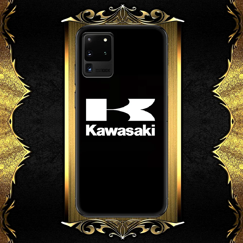 

Motorcycle Brand Kawasaki Phone Case For Samsung Galaxy S 6 7 8 9 10 E 20 UITRA FE 21 Edge Note 8 9 10 Plus black Waterproof