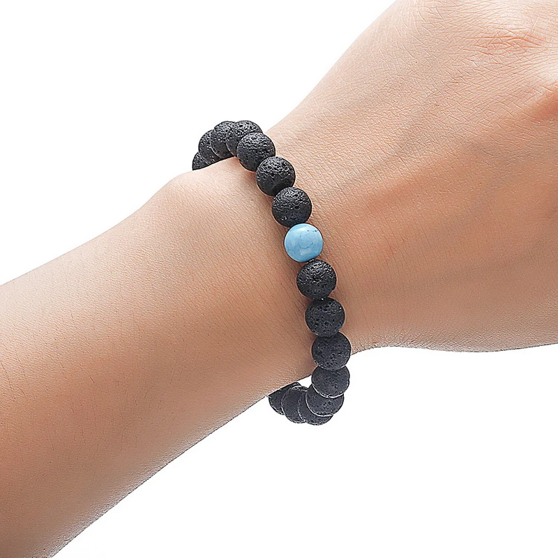 Оригинальные камни браслет из бусин кристалл кварц матовая черная лава