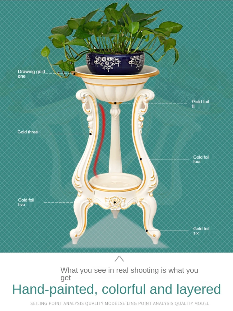 

Крытая многослойная зеленая полка для гостиной с цветами из цельного дерева, простая современная напольная полка для балкона, полка для цве...