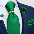 Однотонные зеленые мужские галстуки Свадебный шейный галстук для мужчин аксессуары карманные Квадратные запонки нагрудный знак брошь подарок для мужчин DiBanGu