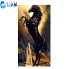 Алмазная 5D живопись сделай сам, абстрактная вышивка Темная лошадь, полный круглый стразы, Набор для вышивки крестиком, семейное украшение