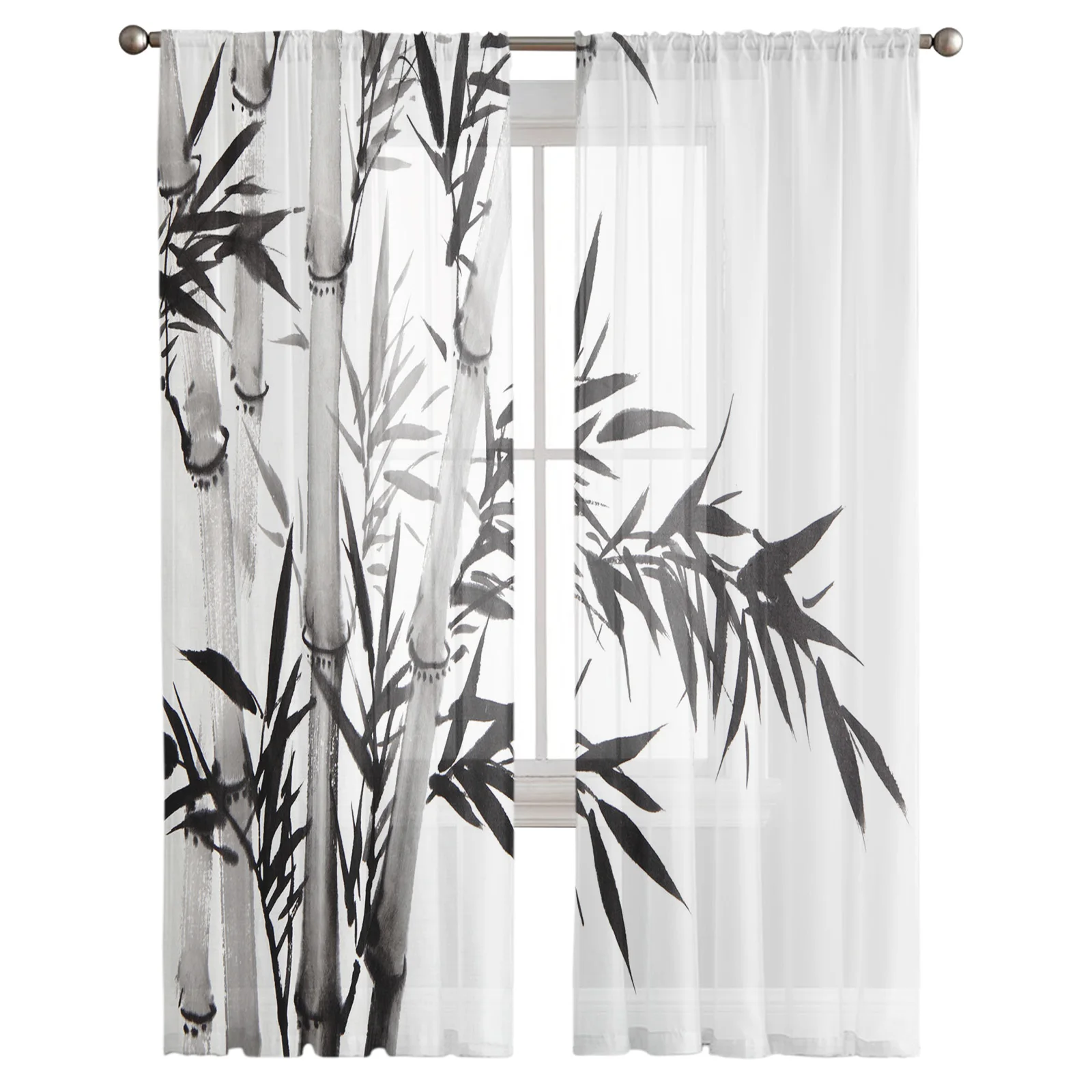 Занавески из бамбука с китайским рисунком тушью растениями для девочек детской