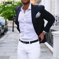 lorie dark blue men suits groom wedding tuxedos notched lapel 2 pieces groomsmen suit slim fit blazer custom made jacketpant