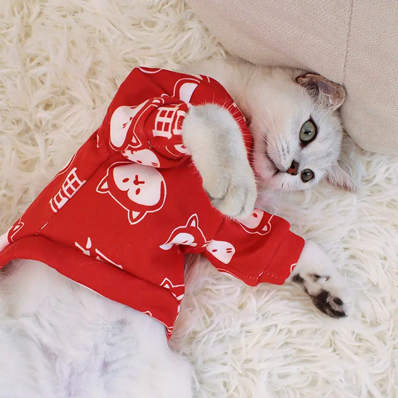 Pet Dog Cat Costume Cute Animal Printed Coat Cotton Soft Pullover Shirt Jacket Sweatshirt Sweater Pets Clothing Outfit | Дом и сад
