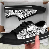 elviswords women shoes sugar skull prints fashion womans casual lace up vulcanized shoes classic vulcanized shoes for ladies