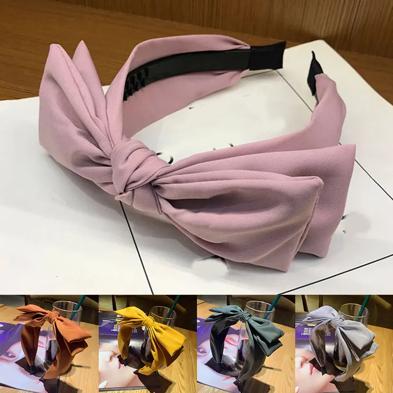 Ободок для волос женский двухслойный ободок с большим бантом широкая атласная